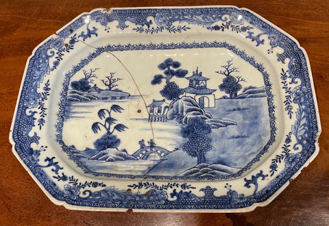 18th Century Blue and White Chinese Platter