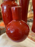 Set of Six Decorative Ceramic Chinese Red Vases