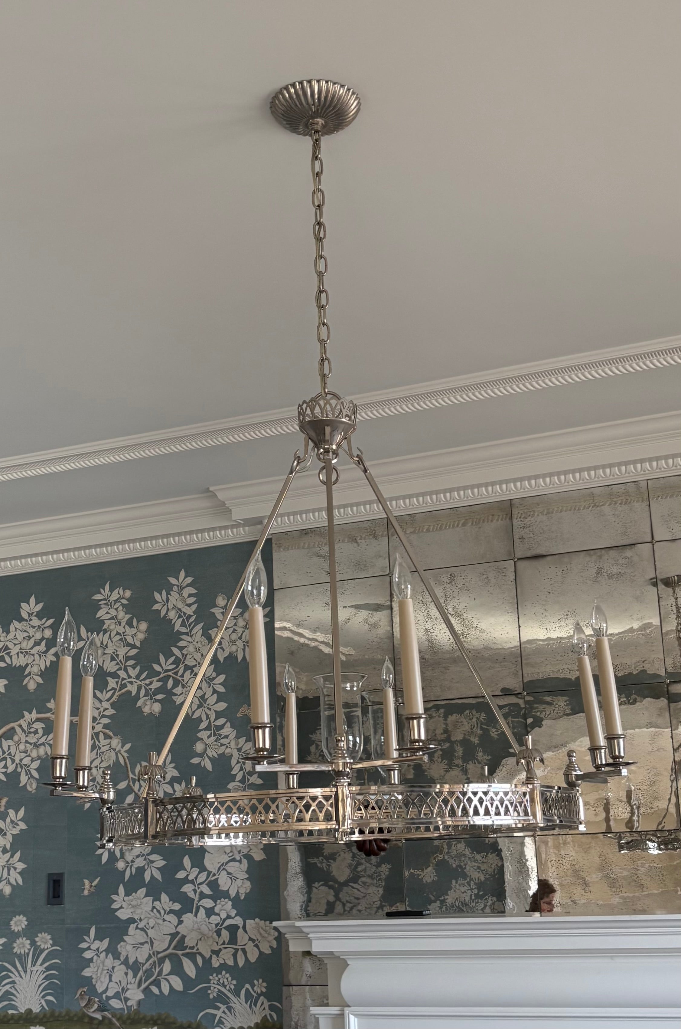 Charles Edwards Nickel Silver Chandelier