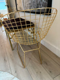 Pair of Bertoia Style Brass Side Chairs