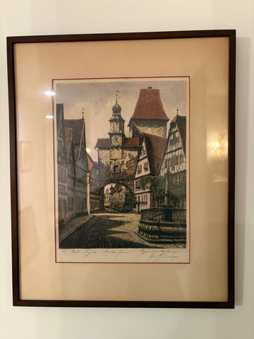 “Rothenburg Tor”- handcolored etching