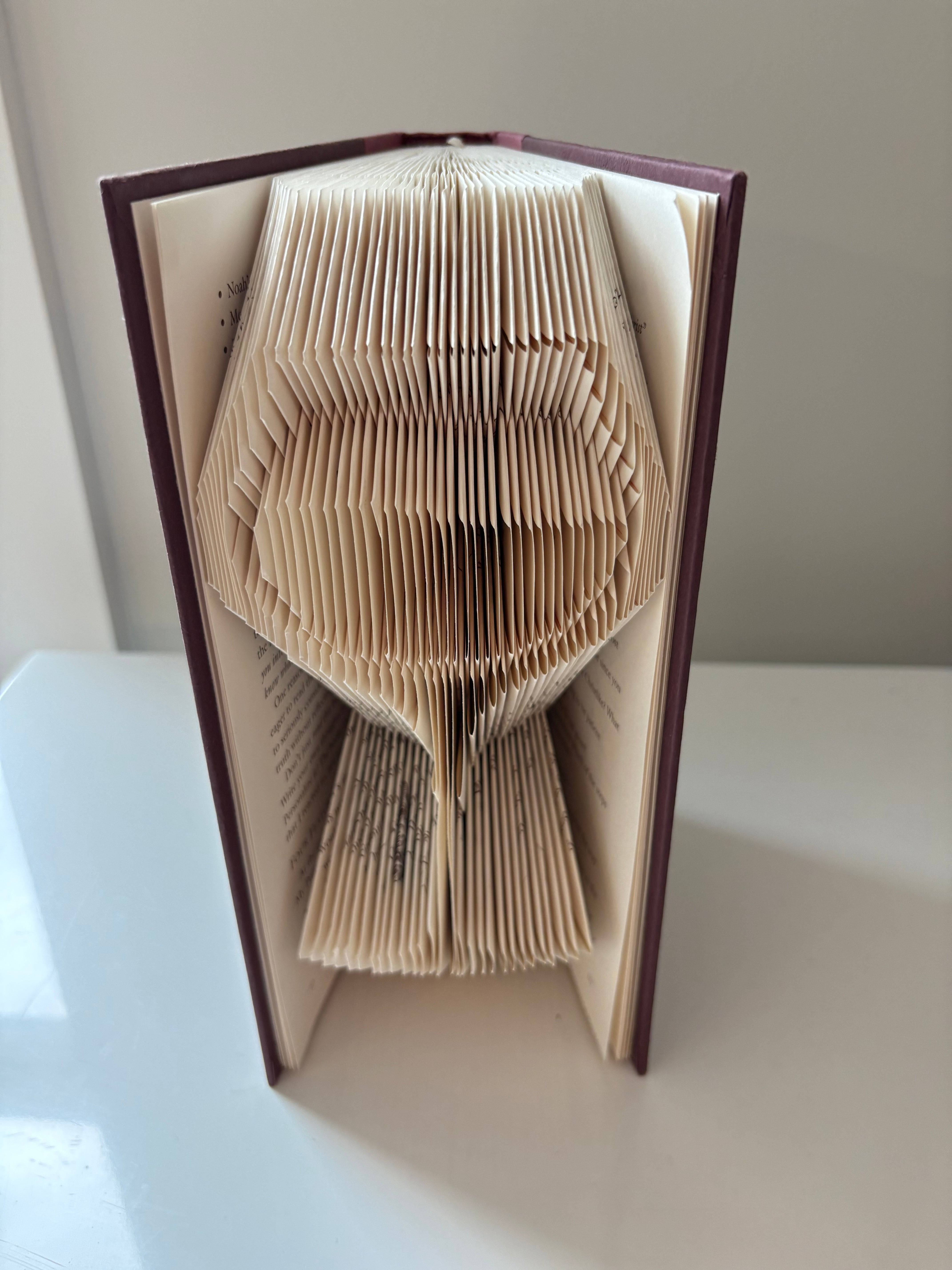 "Wine Glass" Origami Book Page Sculpture