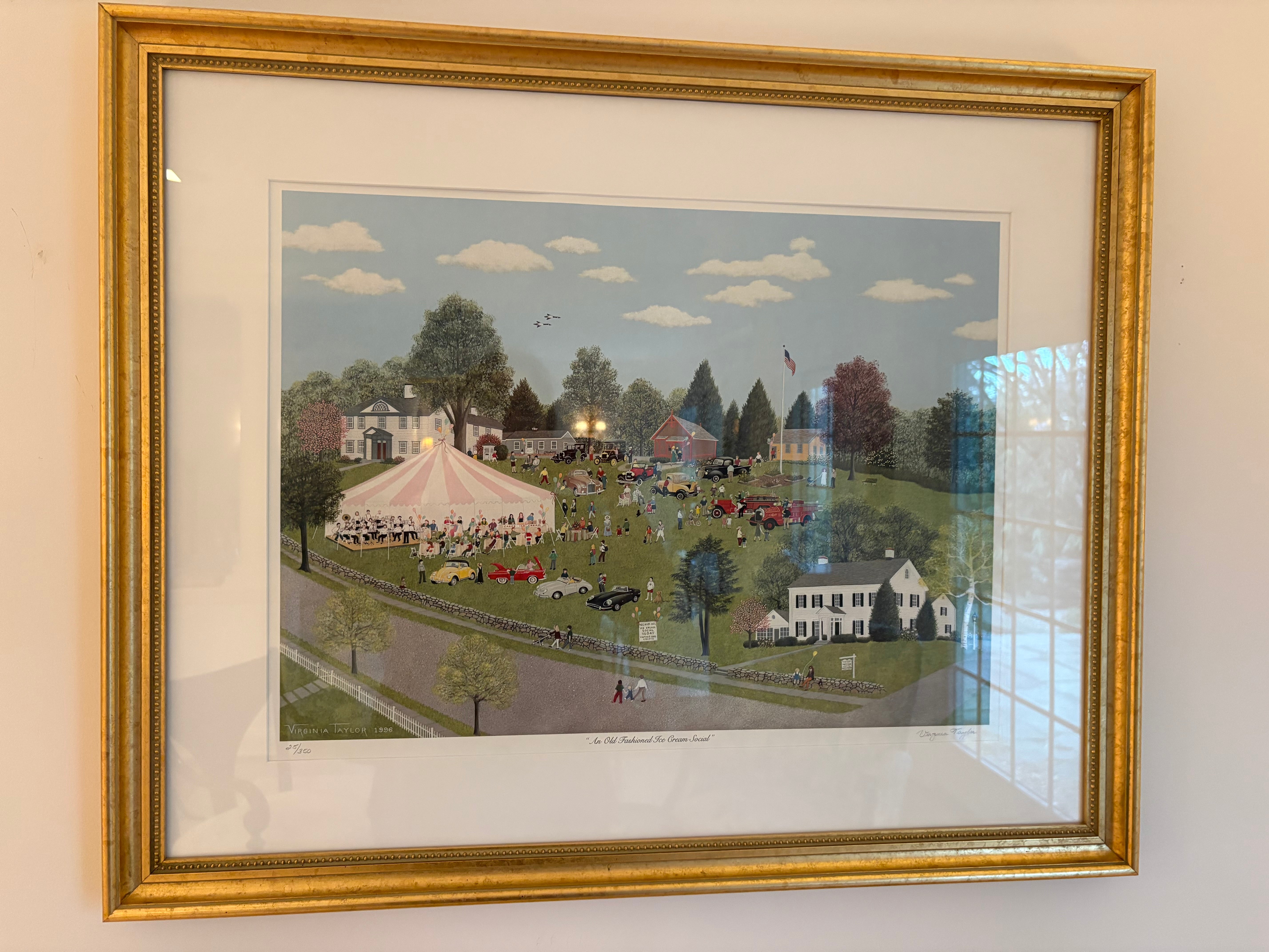 “An Old Fashioned Ice Cream Social” Framed Print by New Canaan artist