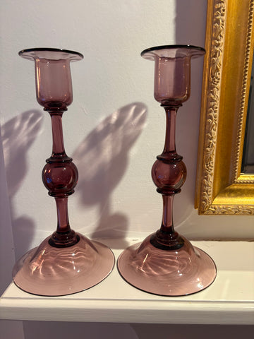 Pair of Hand Blown Candlesticks