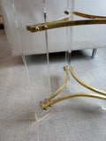 Vintage Round  Brass, Glass & Lucite Side Table