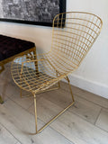 Pair of Bertoia Style Brass Side Chairs