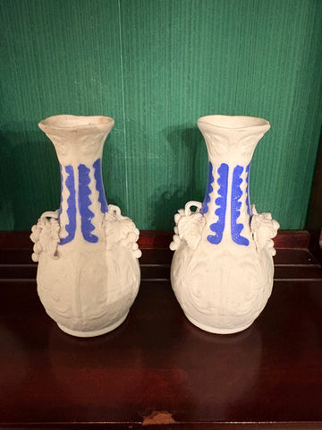 Pair of Antique Bisque Vases