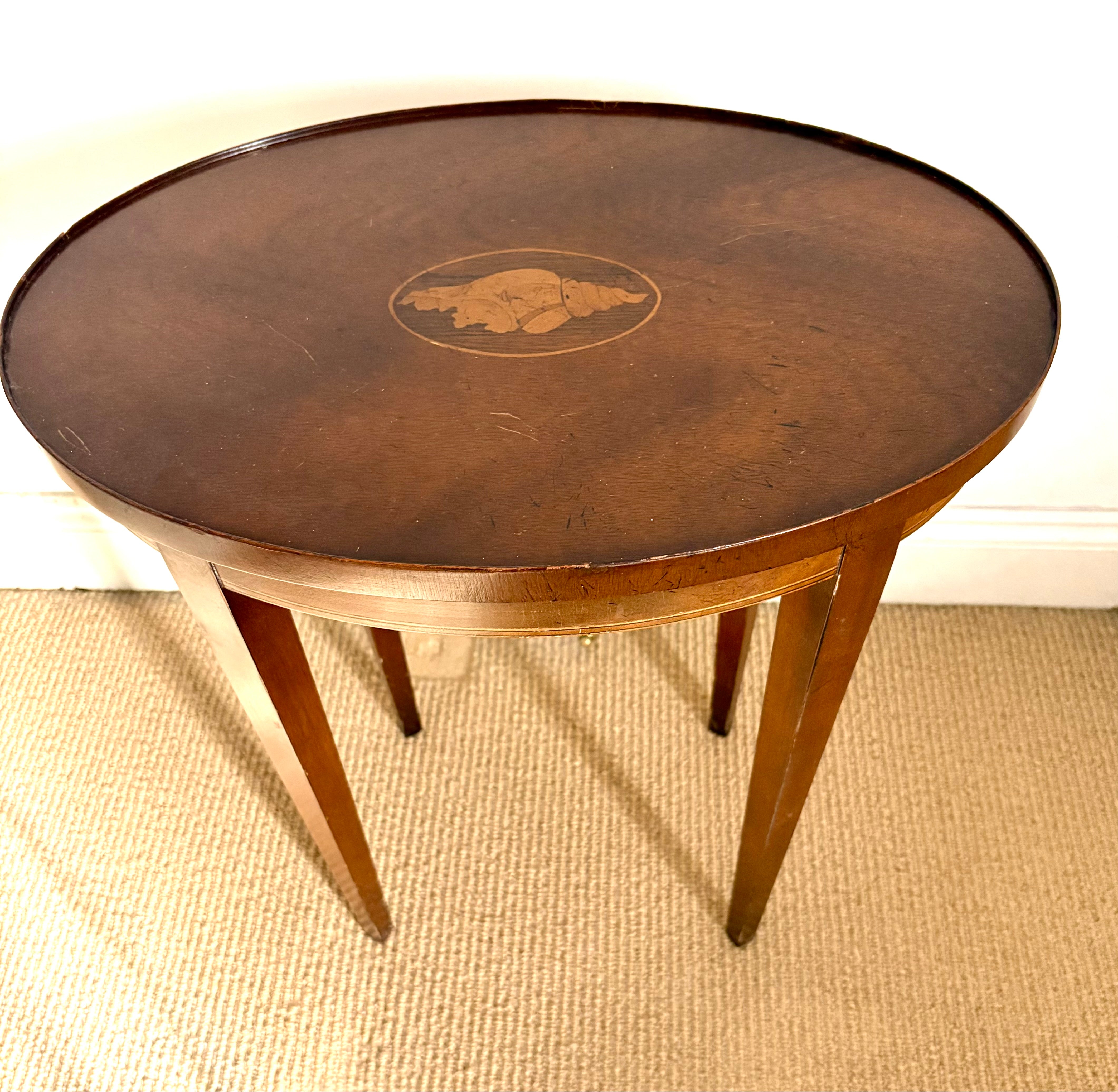 Oval Inlaid Side Table