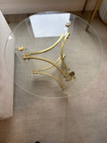 Vintage Round  Brass, Glass & Lucite Side Table