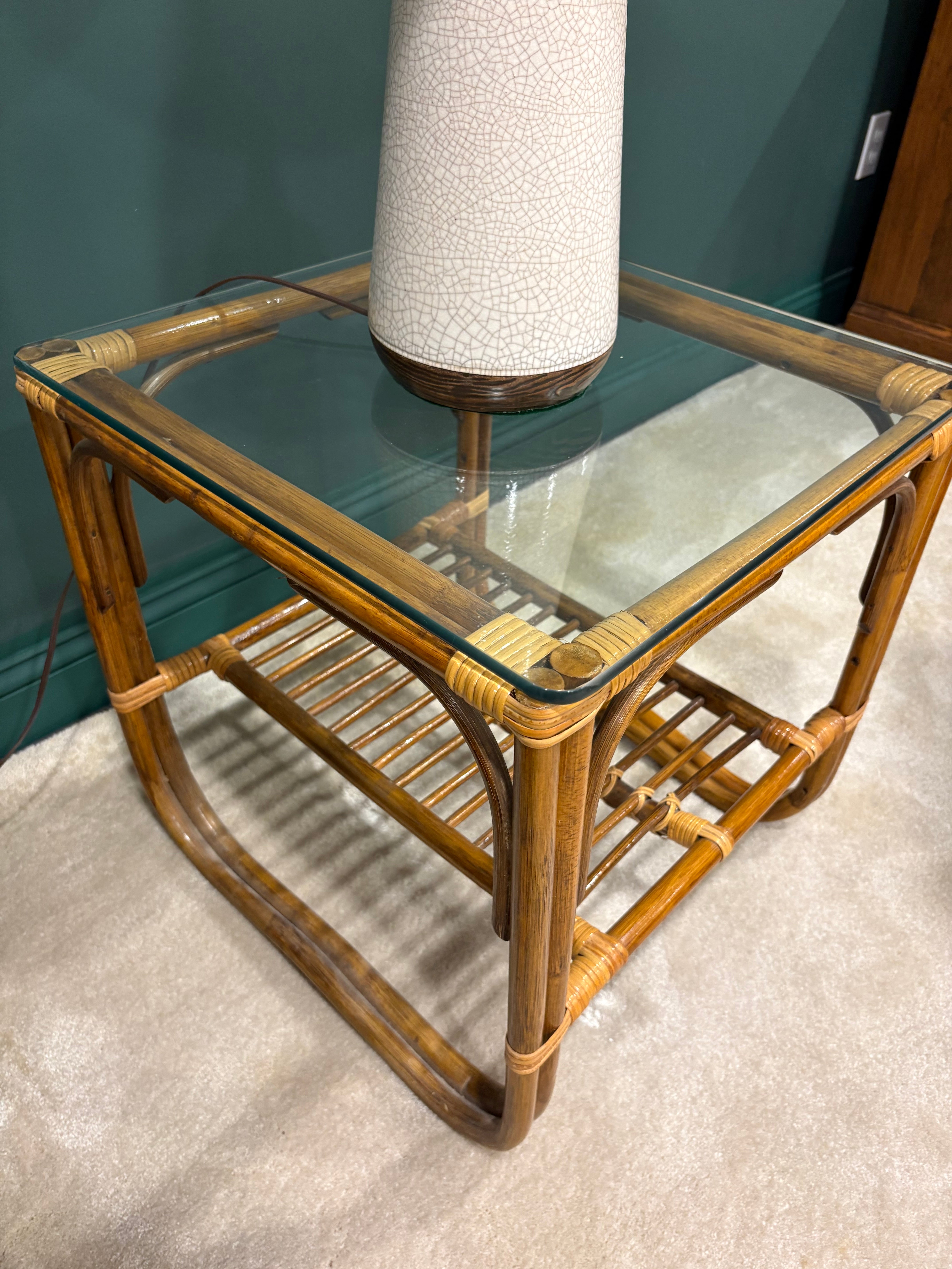 Vintage Rattan Side Table
