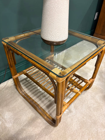 Vintage Rattan Side Table