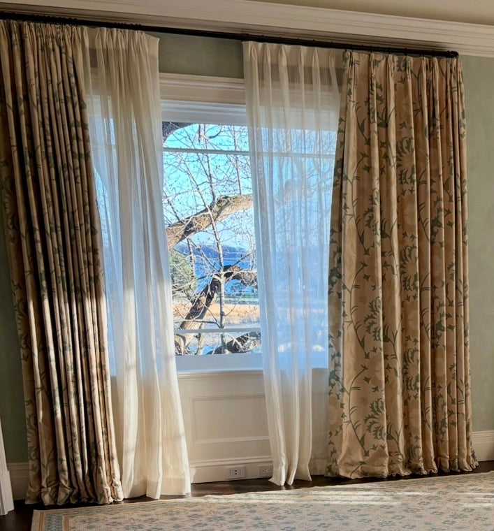 Aqua, Tan and Cream Draperies