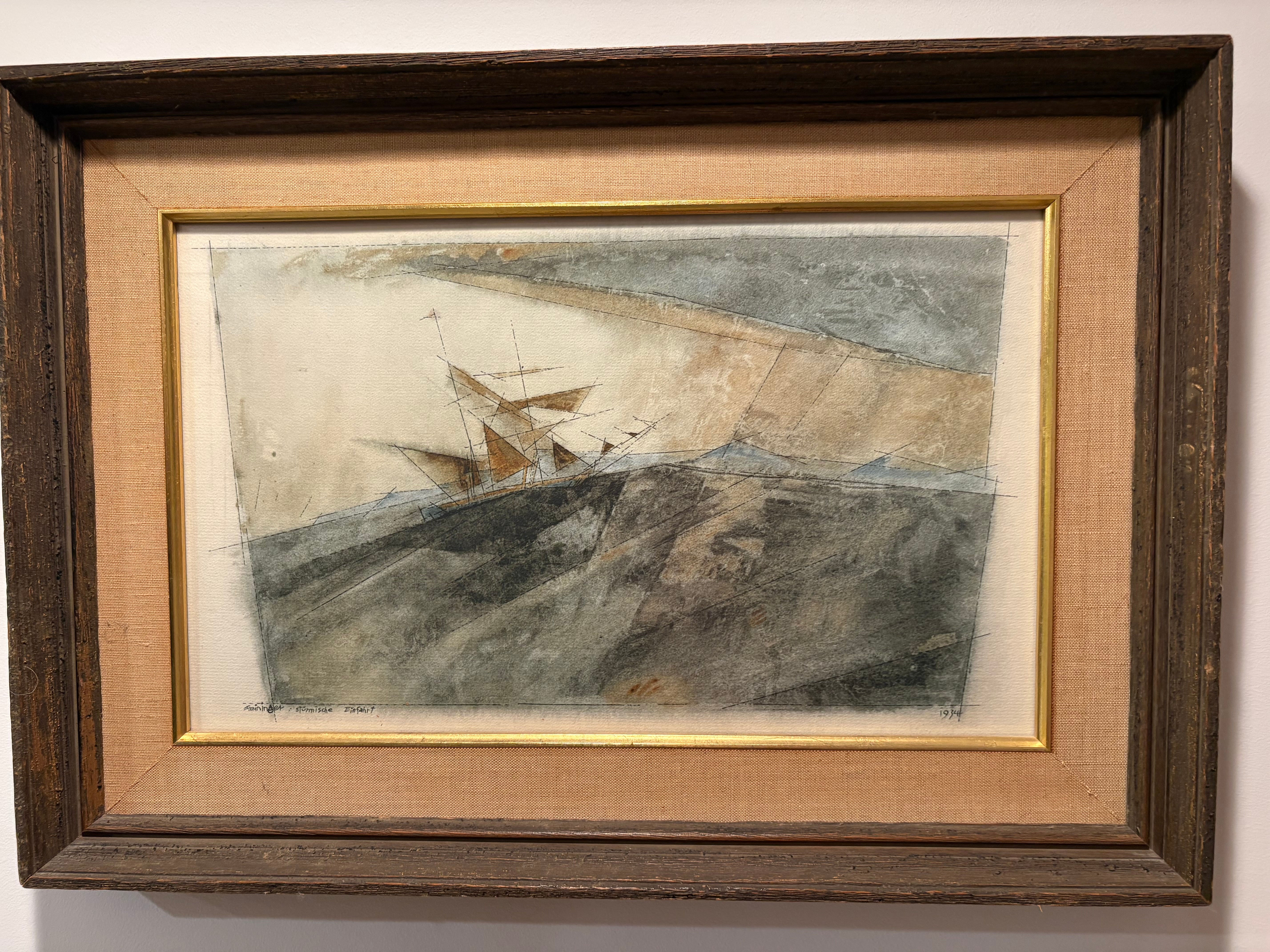 “Sturmische Einfahrt” - lithograph by Lionel Feininger