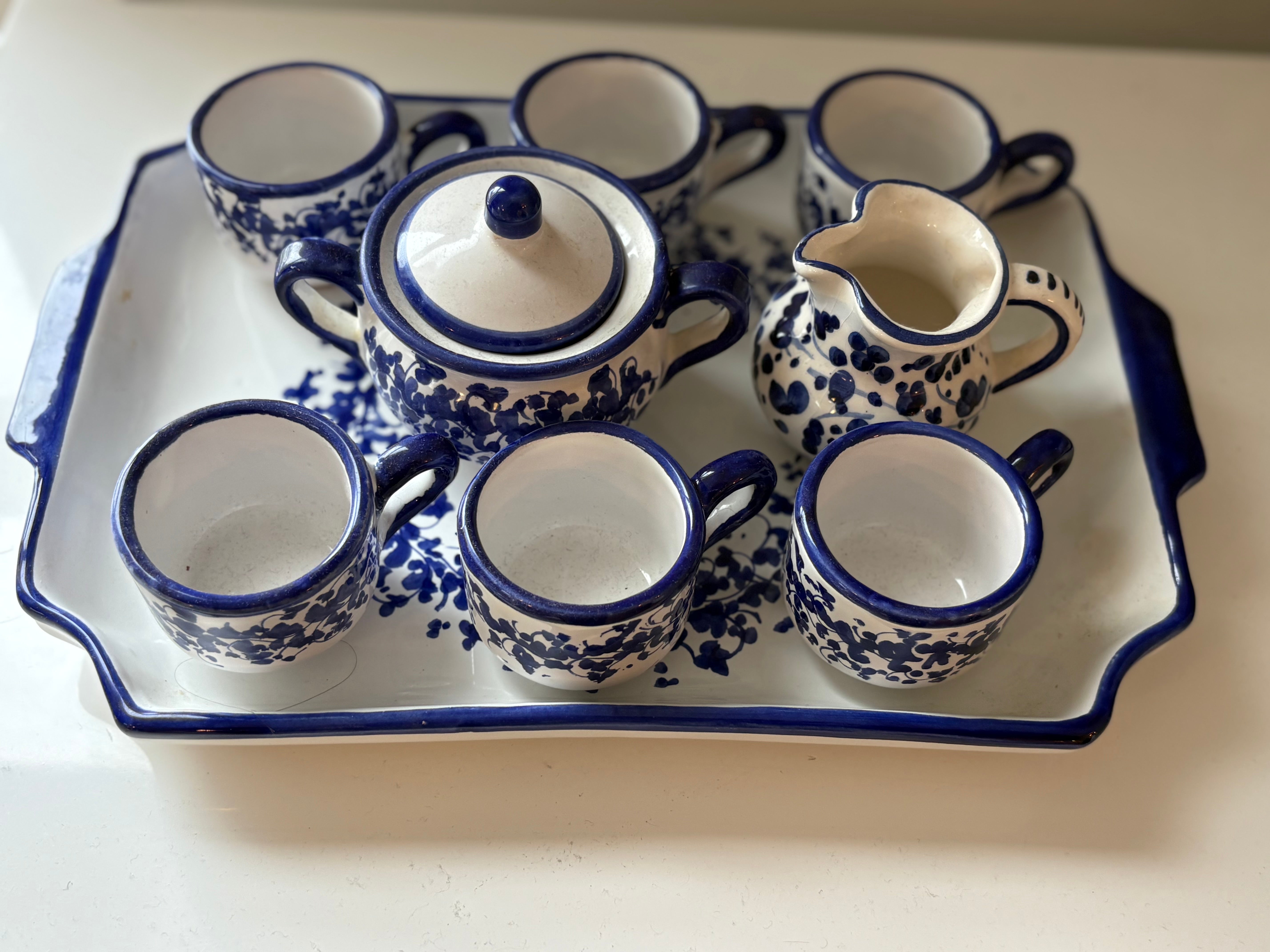 Italian Blue & White Espresso Set for 6