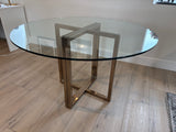 Round Glass Top Table with Brass Base