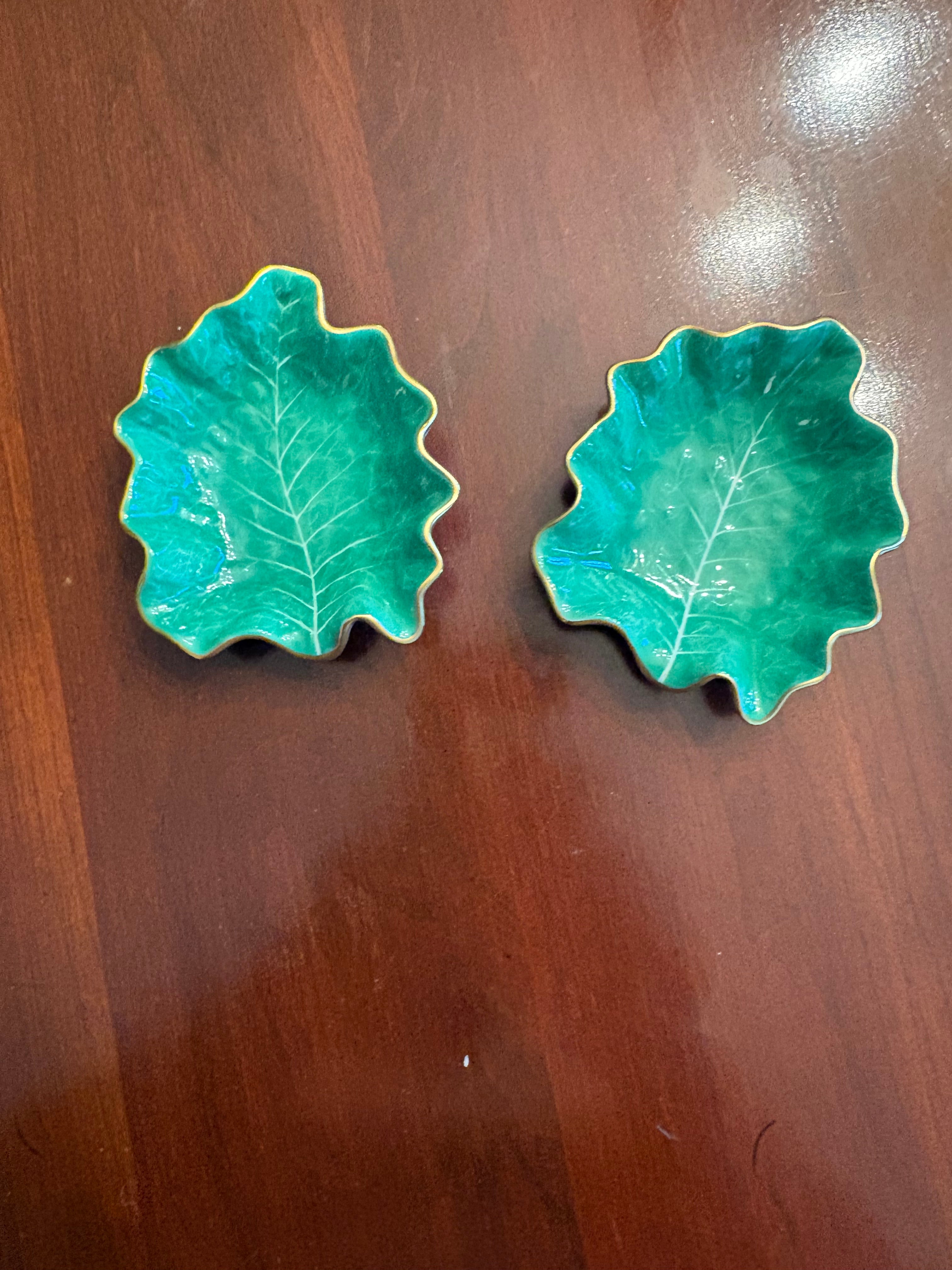 Pair of Herend Leaf Dishes