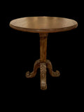 Wood Pedestal Side Table with Antique Base