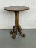 Wood Pedestal Side Table with Antique Base