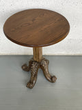 Wood Pedestal Side Table with Antique Base