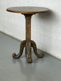Wood Pedestal Side Table with Antique Base