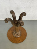 Wood Pedestal Side Table with Antique Base