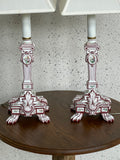 Pair Hand-Painted Floral European Porcelain Table Lamps