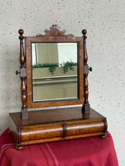 19th-Century Burl Walnut Dressing Table Mirror
