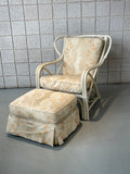Vintage Rattan Bamboo Lounge Chair with a Matching Ottoman