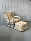 Vintage Rattan Bamboo Lounge Chair with a Matching Ottoman
