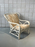 Vintage Rattan Bamboo Lounge Chair with a Matching Ottoman