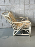 Vintage Rattan Bamboo Lounge Chair with a Matching Ottoman