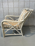 Vintage Rattan Bamboo Lounge Chair with a Matching Ottoman