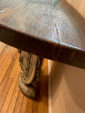 White Washed Demi Lune Console Table with Carved Eagle Base