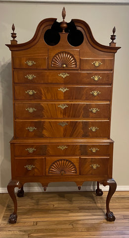 Highboy Chest of Drawers with Three Flame Finials