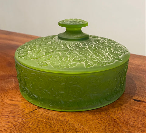Green Glass Dish with Cover
