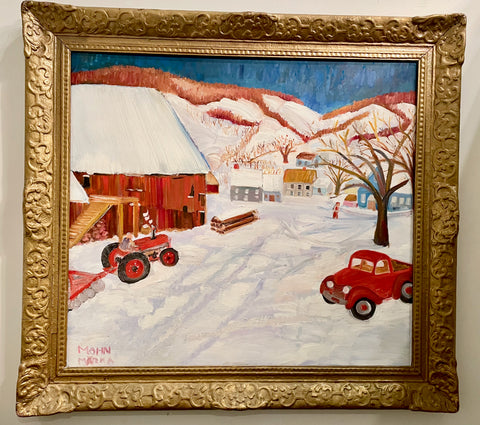 "Vermont Farm in Winter". Oil on Canvas