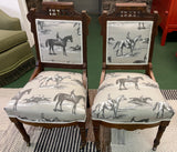 Pair of Eastlake Chairs with Equestrian Upholstery