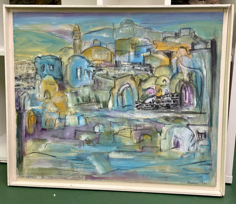 "Dome of the Rock" Jerusalem Oil on Canvas.  Signed.
